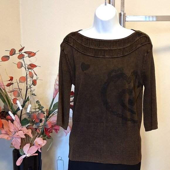 NWT Dark Brown 3/4 Sleeves Cardigan Knitwear Lightweight Ladies Sweater - Picture 7 of 8
